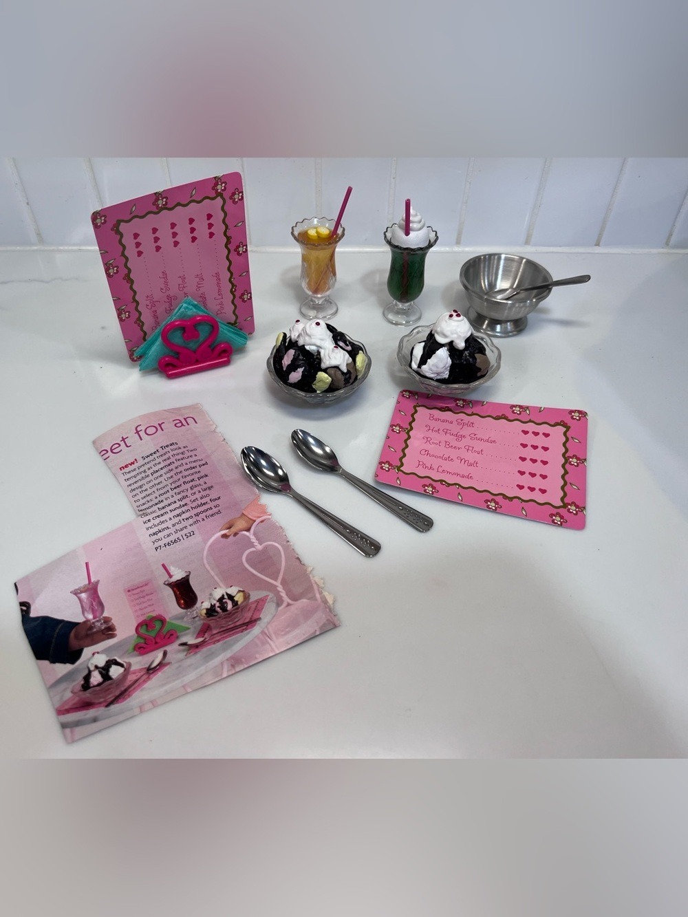 American Girl Sweet Treats Set Banana Split Sundae Root Beer Float Lemonade